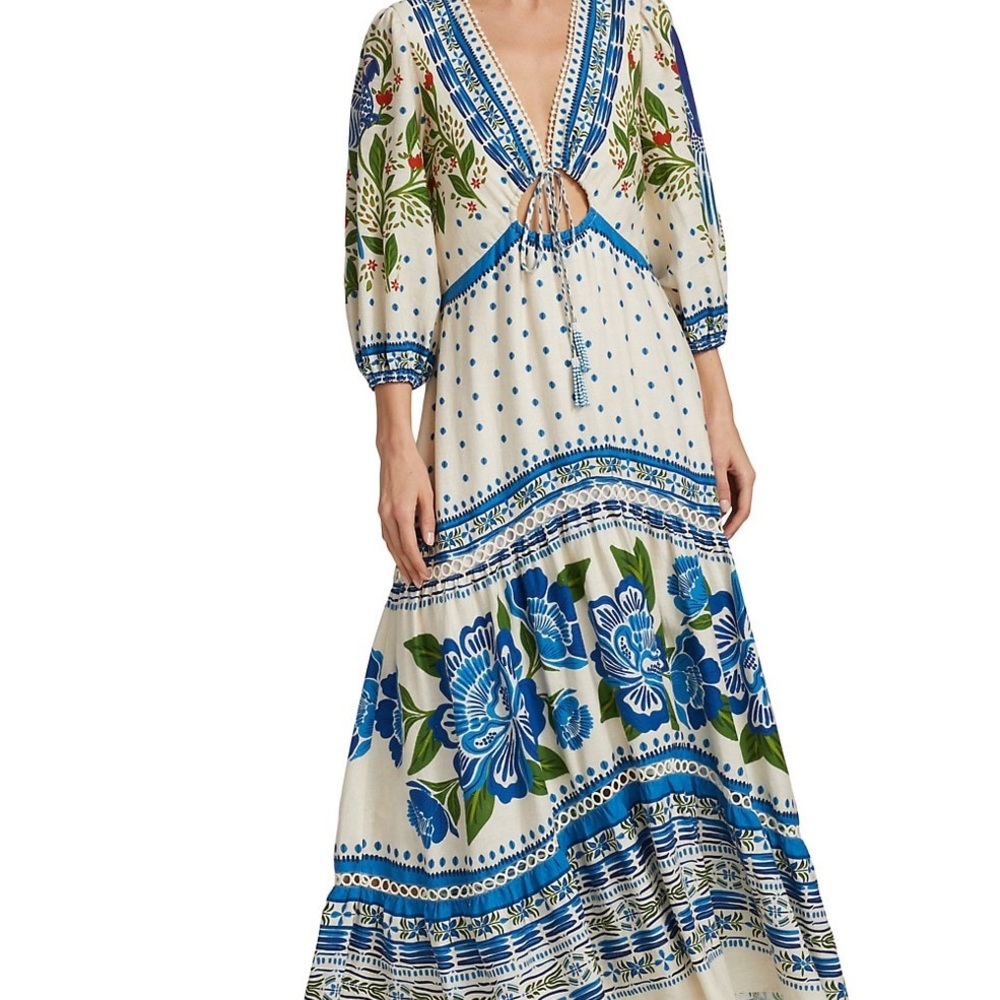 Farm Rio Macaw Flight Tiered Maxi dress